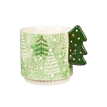 15oz Ceramic Cup, Evergreen Tree Handle