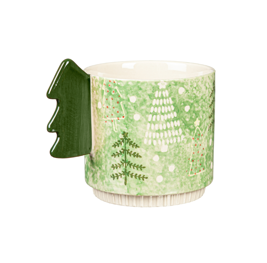 15oz Ceramic Cup, Evergreen Tree Handle