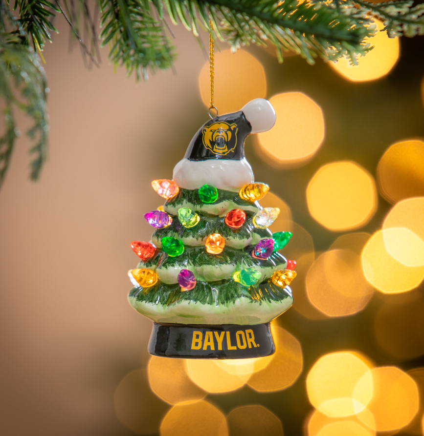 4" LED Ceramic Ornament, Baylor University