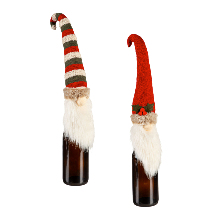 16.5" Fabric Holiday Gnome Bottle Cover