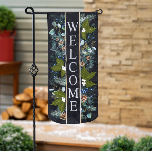 Winter Foliage Welcome Everlasting Impressions Garden Flag