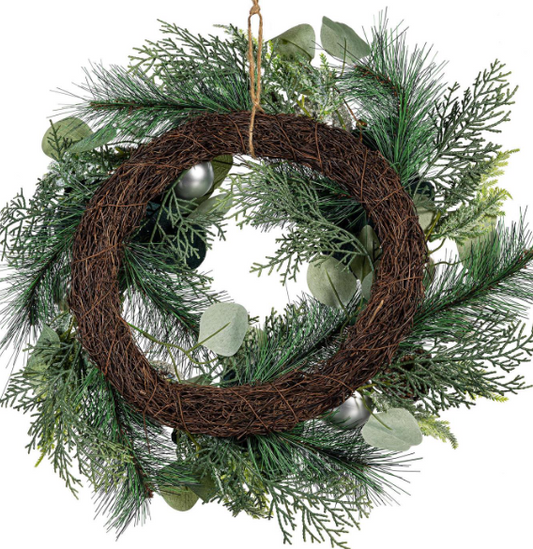 Shades of Green Wreath with Ornaments