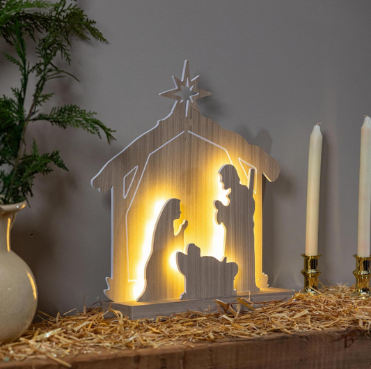 Beautiful LED Wooded Nativity Scene
