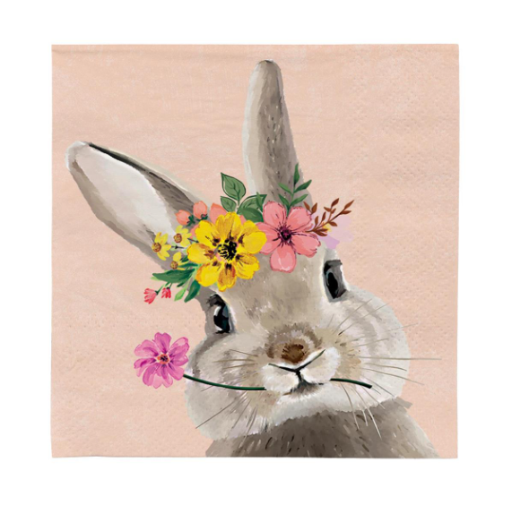 Bunny Blooms Paper Cocktail Napkin