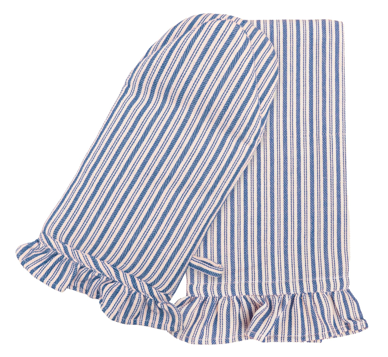 Blue Ticking Oven Mitt and Tea Towel Set
