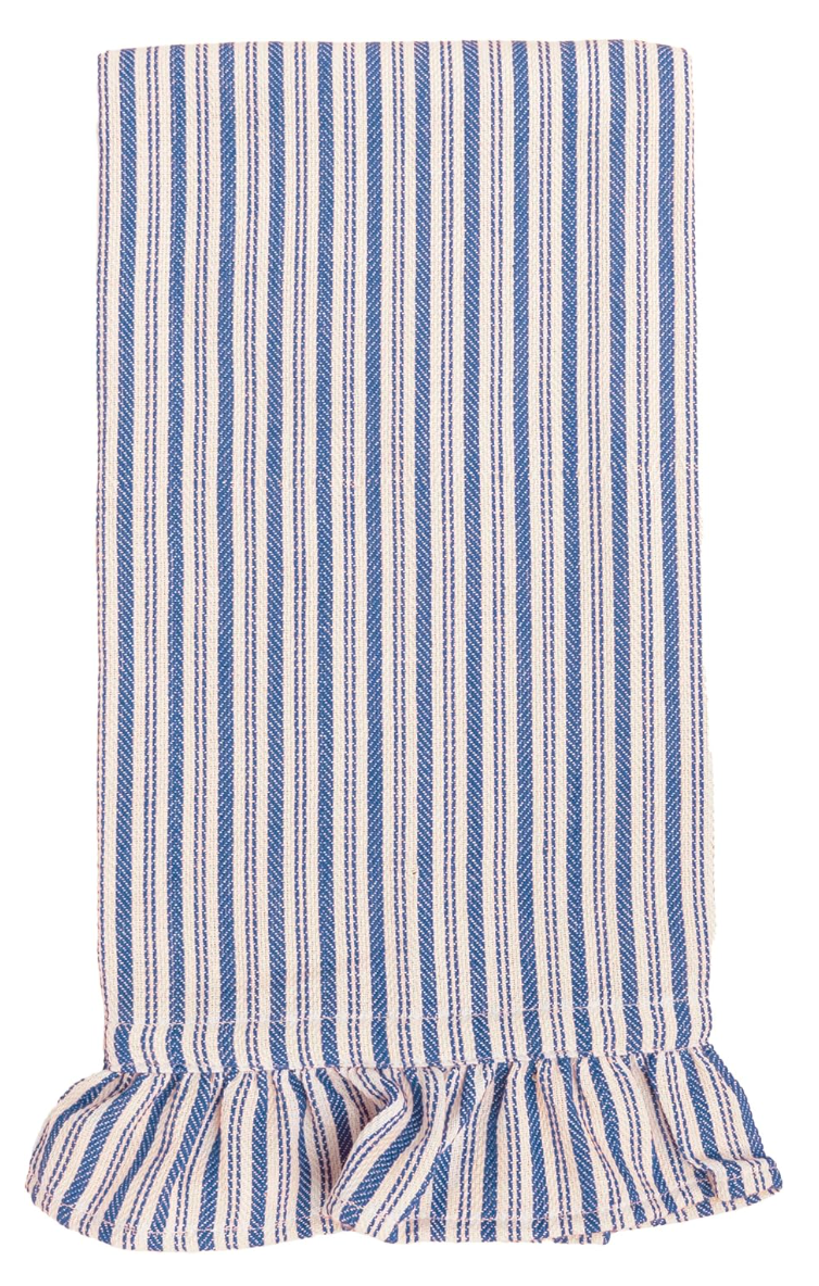 Blue Ticking Oven Mitt and Tea Towel Set