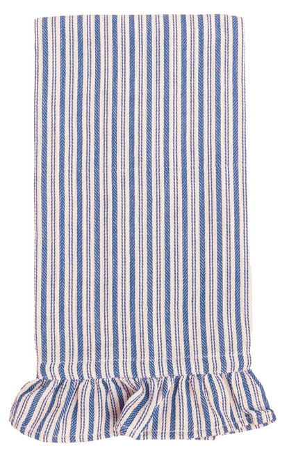 Blue Ticking Oven Mitt and Tea Towel Set