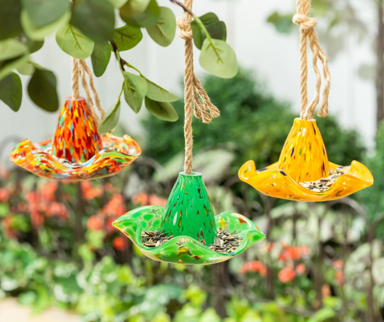 Pollinator Art Glass Birdfeeder