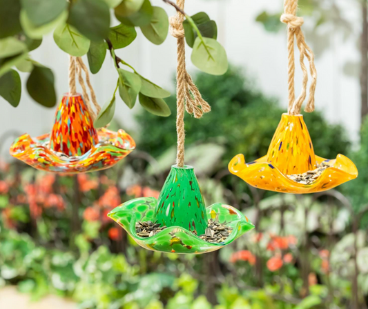 Pollinator Art Glass Birdfeeder