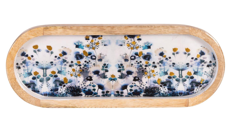 VivaStyle Gilded Meadow Wooden Tray with 3 Bowls