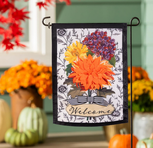 Toile Fall Floral Applique Garden Flag