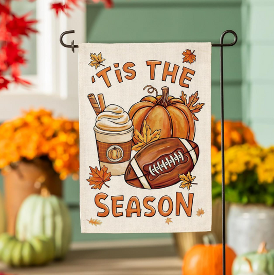 Fall Icons Burlap Garden Flag