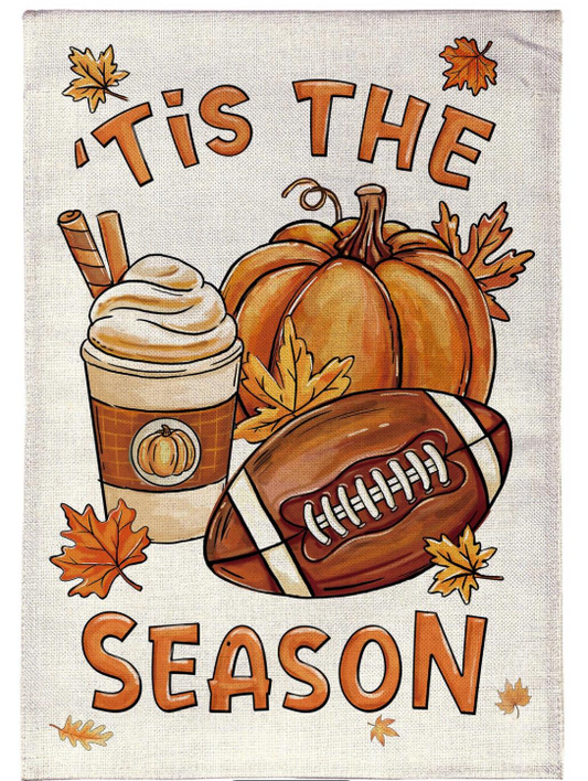 Fall Icons Burlap Garden Flag