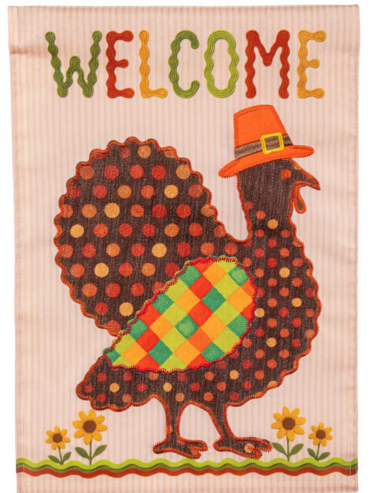 Welcome Appliquéd Turkey Garden Flag