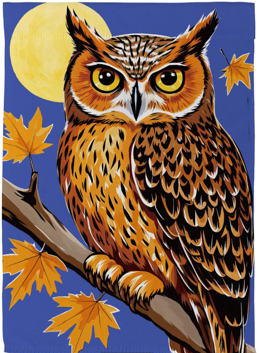 Moonlight Owl Suede Garden Flag