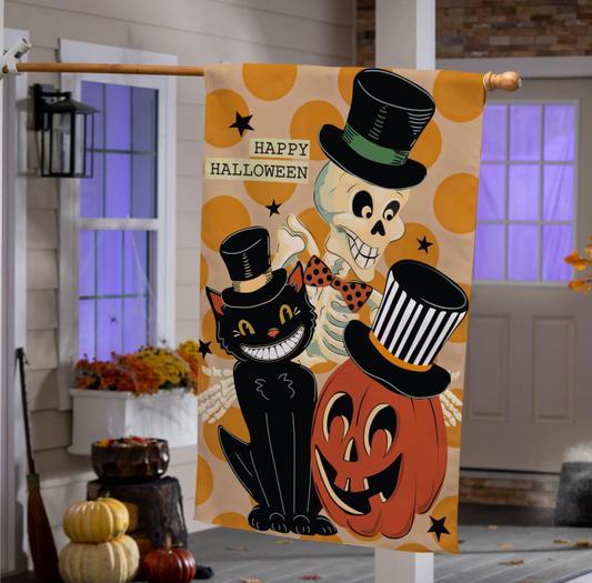 Halloween Trio Burlap House Flag