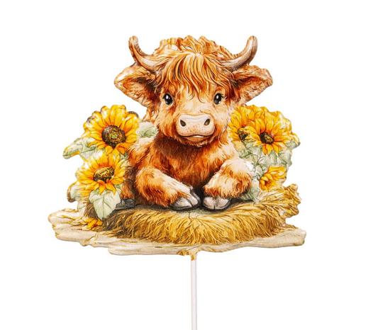 Highland Cow Metal Garden Pick