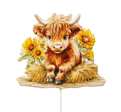 Highland Cow Metal Garden Pick
