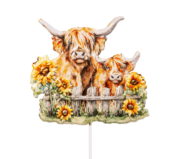 Highland Cow Metal Garden Pick