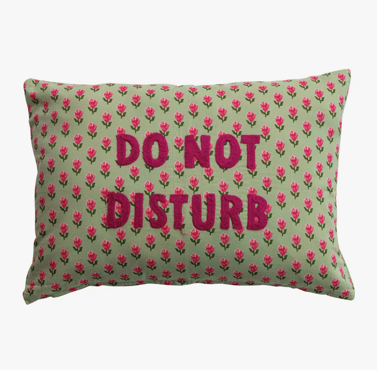 Cotton Voile Printed “Do Not Disturb”  Lumbar Pillow