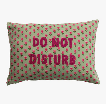Cotton Voile Printed “Do Not Disturb”  Lumbar Pillow