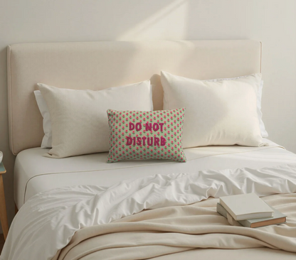 Cotton Voile Printed “Do Not Disturb”  Lumbar Pillow