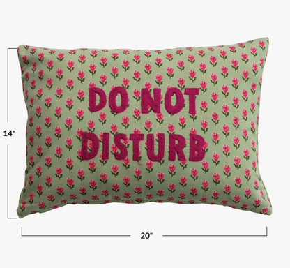 Cotton Voile Printed “Do Not Disturb”  Lumbar Pillow