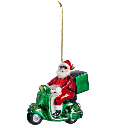 Santa on Scooter Ornament