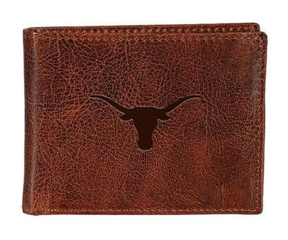 University of Texas Tumbled Leather Passcase Bi-Fold Wallet