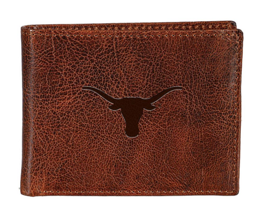 University of Texas Tumbled Leather Passcase Bi-Fold Wallet