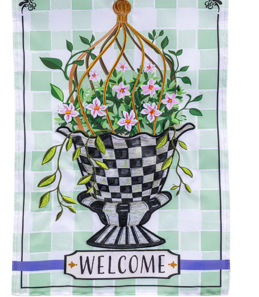 Spring Topiary Applique Garden Flag