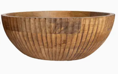 Mango Wood Ribbed Bowl