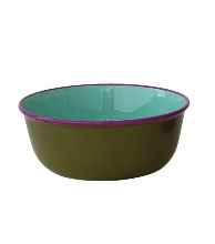 Enameled Stainless Steel Bowl w/ Colored Edge