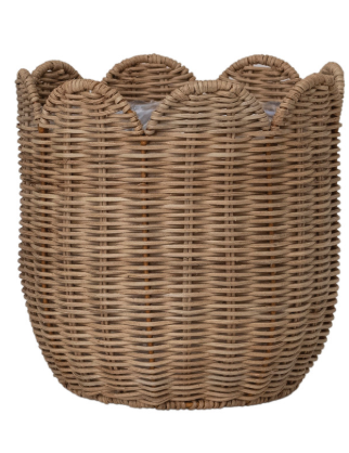 Hand-Woven Rattan Scalloped Planters