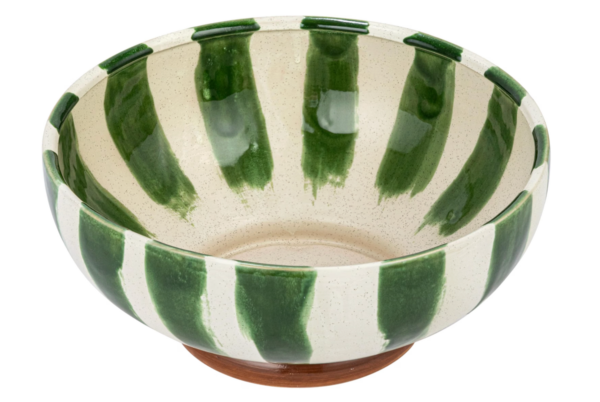 Round Striped Stoneware Bowl
