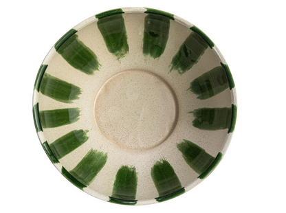 Round Striped Stoneware Bowl