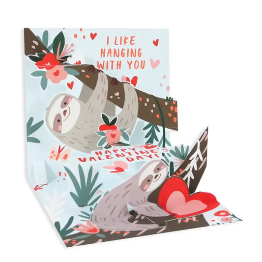 Valentine Sloths - Pop Up Valentines Day card with Envelope