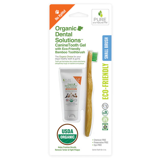 Pure & Natural Organic Tooth Gel and Bamboo Toothbrush for Small Dogs