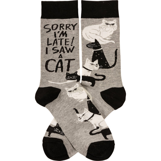 Sorry I'm Late I Saw A Cat Socks