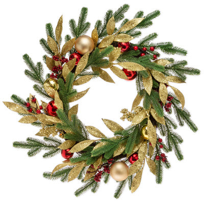 24" Sparkle Gold Festive Holiday Wreath