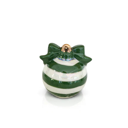 Nora Fleming Mini Green and White Striped Christmas Ornament