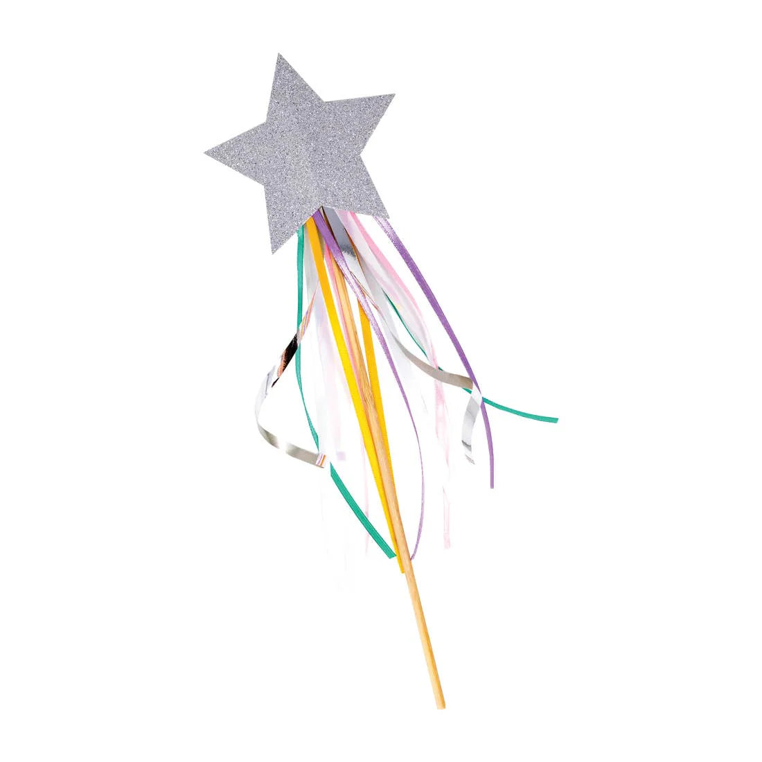 Silver Glitter Star Wand With Rainbow Tassels