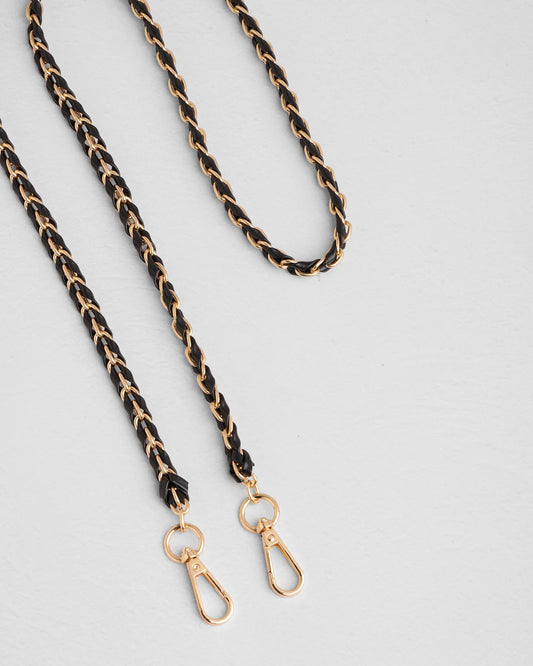 Pom London Strap - Gold Chain Black Weave