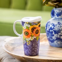 Sunflowers Ceramic Travel Mug & Gift Box - 17 oz.