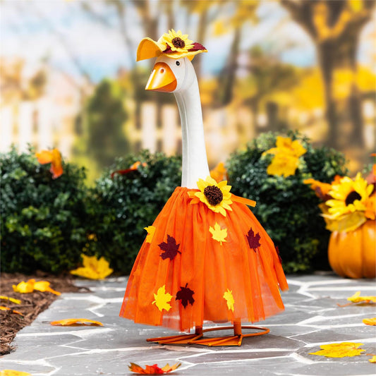 Porch Goose Outfit - Fall Leaf Sunflower Dress