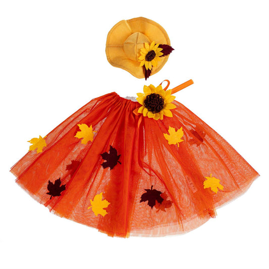 Porch Goose Outfit - Fall Leaf Sunflower Dress