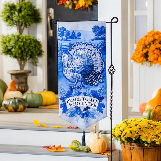 Chinoiserie Thanksgiving Turkey Garden Flag