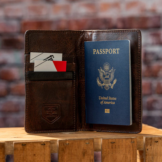 Mission Mercantile Leather Goods Theodore Leather Passport Wallet - Espresso