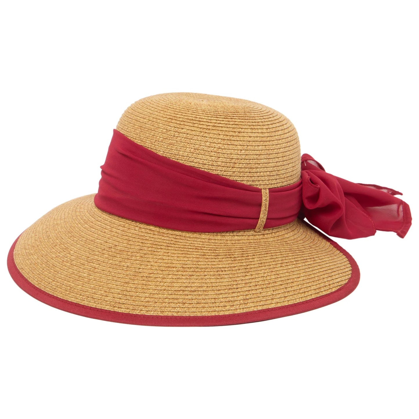 San Diego Hat Co. Brunch Date With Red Chiffon Tie