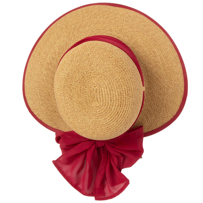 San Diego Hat Co. Brunch Date With Red Chiffon Tie